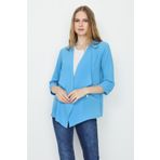 Kadın Asimetrik Kesim İnce Ceket Blue Mavi 46