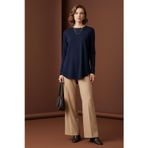 Kadın Asimetrik Kesim Tunik -10756BLZ - NAVY
