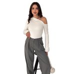 Kadın Asimetrik Tek Omuz Bluz – White Angle, beyaz, l