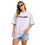 Kadın Asit Yıkamalı Oversize Tişört Ön Ve Arkası Baskılı %100 Pamuk Street Style T-Shirt - Beyaz