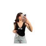 Kadın Askılı Papyon Detaylı Bluz - 10871 Siyah S