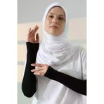 Kadın Avuç İçi Uzun Penye Tesettür Kolluk Siyah