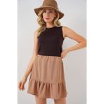 Kadın Ayrobin Mini Etek 8054 - Camel - 38
