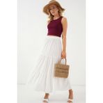 Kadın Ayrobin Uzun Etek 8048 - Beyaz - 44