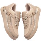 Kadın Bağcıklı Sneaker, Ortopedik Günlük Spor Ayakkabı, 3 cm Poli Taban, Pad'li İç Taban, Tam Kalıp (Bej, EU Ayakkabı Beden Sistemi, Yetişkin, Kadın, Sayısal, Orta, 37)