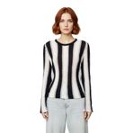 Kadın Basic Bisiklet Yaka İnce Triko Renk Bloklu Uzun Kollu Pamuk Polyester Karışımlı Kazak -Siyah-L