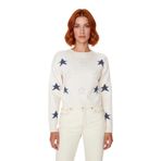Kadın Basic Bisiklet Yaka Yılbaşı Desenli Crop Triko Kazak Uzun Kollu Kış Sezonu Günlük Stil -Ekru-M