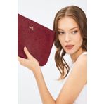 Kadın Basic Clutch Çanta Monogram Desenli Bordo 214002 Bordo-std