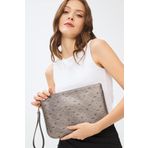 Kadın Basic Clutch Çanta Monogram Desenli Gümüş 214002 Gümüş-std