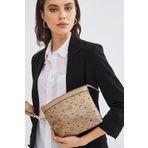 Kadın Basic Clutch Çanta Monogram Desenli Logolu Altın Siyah (4010a) 214009 Altın Siyah-std