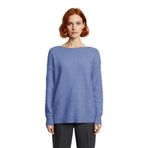 Kadın Basic Kayık Yaka Oversize Triko Kazak Rahat Ve Şık İlkbahar Sonbahar Günlerine Özel Kaliteli -Indigo-S