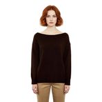 Kadın Basic Kayık Yaka Oversize Triko Kazak Rahat Ve Şık İlkbahar Sonbahar Günlerine Özel Kaliteli -Kahverengi-M