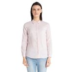 Kadın Basic Kesim Vücudu Saran Likralı Gizli Düğme Özellikli Gömlek (Pembe, S)
