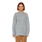 Kadın Basic Oversize Bisiklet Yaka Uzun Kol Triko Kazak Günlük Konforlu Şık Kışlık Giyim Kaliteli -Açık Gri-S