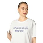 KADIN BASKILI KISA KOLLU BİSİKLET YAKA OVERSIZE TİŞÖRT BEYAZ - XXL