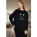 Kadın Baskılı Pijama Takımı Pamuklu Örme Kumaş Rahat Ev Giyim Modern Stil Profesyonel Görünüm