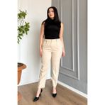 Kadın Battal Düğmeli Pantolon 7730 - Bej - 52