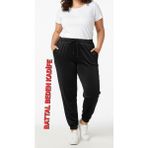 Kadın Bayan Battal Büyük Beden Fransız Kadife Çift Cepli Paça Manşetli Bel Lastikli Kordonlu Bol Rahat Kalıp Eşofman Altı Pijama Tayt Pantolon - 4XL - ES503-Siyah