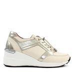 Kadın Bej Dolgu Topuklu Deri Sneaker