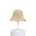 Kadın Bej Hasır Örgü Bucket | Bohem Stil Plaj ve Güneş Şapkası