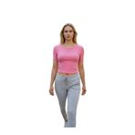 Kadın Bele Oturan Crop Tişört Şeker Pembe XS