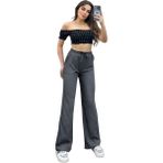 Kadın Beli Bağcıklı Günlük Rahat Palazzo Pantolon - Füme - XL