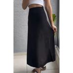 Kadın Beli Lastikli A Kesim Modal Kumaş Etek Siyah S