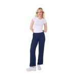 Kadın Beli Lastikli Büzgülü Pamuklu Pantolon, Yüksek Bel, Bootcut, Büzgülü Kumaş,%90 Pamuk, Rahat Kesim (lacivert, L)