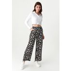 Kadın Beli Lastikli Geniş Paça Pantolon Siyah 42
