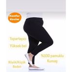 Kadın Beli Lastikli Kot Tayt Pantolon Konfor Kesim 50 Beden Slim Fit %100 Pamuklu Kumaş - Siyah