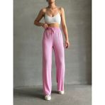 Kadın Beli Lastikli Palazzo Pantolon - Pembe - XL