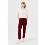 Kadın Beli Lastikli Pantolon Bordo