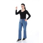 Kadın Beli Lastikli Salaş Kot Pantolon (Koyu Mavi) (Koyu Mavi / 42)