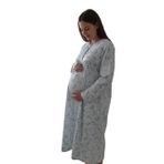 Kadın Beyaz Çiçekli Uzun Kollu Pamuklu Gecelik, U Yaka, Homewear, Bahar Mevsimine Özel (Beyaz Çiçekli, XL)