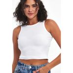 Kadın Beyaz Fitilli Görünümlü Askılı Kalın Esnek Örme Basic Crop Atlet