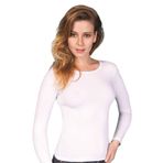 Kadın Beyaz Sıfır Yaka Uzun Kol Pamuk Elastan Body 2'li BEYAZ XL