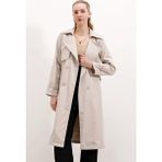 Kadın Bigdart 5918 Bej Kruvaze Yaka Trençkot %100 Polyester Modern Stil - 36