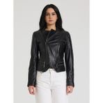 Kadın Biker Deri Ceket - 01-Siyah - 38