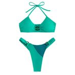 Kadın Bikini Mayo, İki Parçalı Bikini Mayo Nefes Alabilen Askı Kapatma Renk Kontrast Tanga Sörf Için Eşleştirilmiş (S)