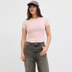 Kadin Bisiklet Yaka Streç Kalip Basic Tisört - Gigi - 01P-Pembe
