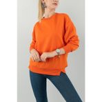Kadın Bisiklet Yaka Sweatshirt Turuncu