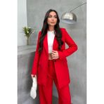 Kadın Blazer Ceket Rahat Kalıp Astarlı Tek Düğmeli Ceket - 38 - Kırmızı