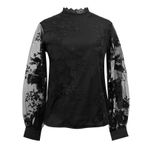 Kadın bluz, dantel kollu, kadınlar için, tişört, kıyafet, büyük beden, kıvrımlı moda üst giyim, set, kısa tişört, basic tişört, pamuklu tişört, yazlık üst giyim, Siyah, XXL