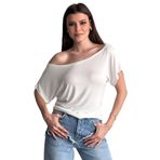 Kadın Bluz Tek Omuz Salaş Oversize Dökümlü Basic Bluz (Beyaz, XL)