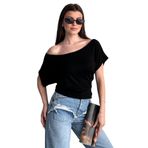 Kadın Bluz Tek Omuz Salaş Oversize Dökümlü Basic Bluz (Siyah, M)
