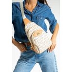 Kadın Body Bag Göğüs Çantası Vegan Deri 27*17 cm Günlük Kullanıma Uygun Suni Deri Badybag - 27 x 17 cm - Krem