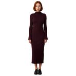 Kadın Bodycon Kesim Dik Yaka Uzun Kol Maxi Triko Elbise Kış Aylarında Şık ve Rahat Bir Tarz Sunar-Mürdüm-S