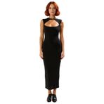 Kadın Bodycon Kesim Kolsuz Maxi Elbise Şık Cut Out Detaylı Örme Sandy Dokulu Tasarım Kaliteli-Siyah-36