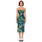 Kadın Bodycon Straplez Kolsuz Midi Elbise Soyut Desen Tül Kumaş Abiye Şık Gece Davetleri Kaliteli-Çok Renkli-36