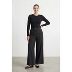 Kadın Bol Paça Büyük Beden Pantolon -19259PNT - BLACK